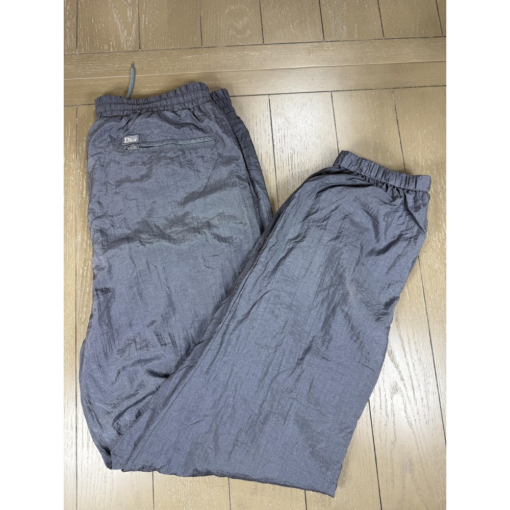 Vintage Christian Dior Monsieur Pants Mens Large Gray Nylon Lined Track Joggers